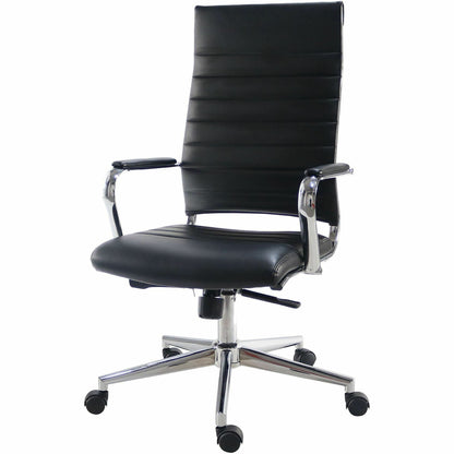 Lorell Tempo Modern Leather High-Back Executive Chair, Black (LLR63220)