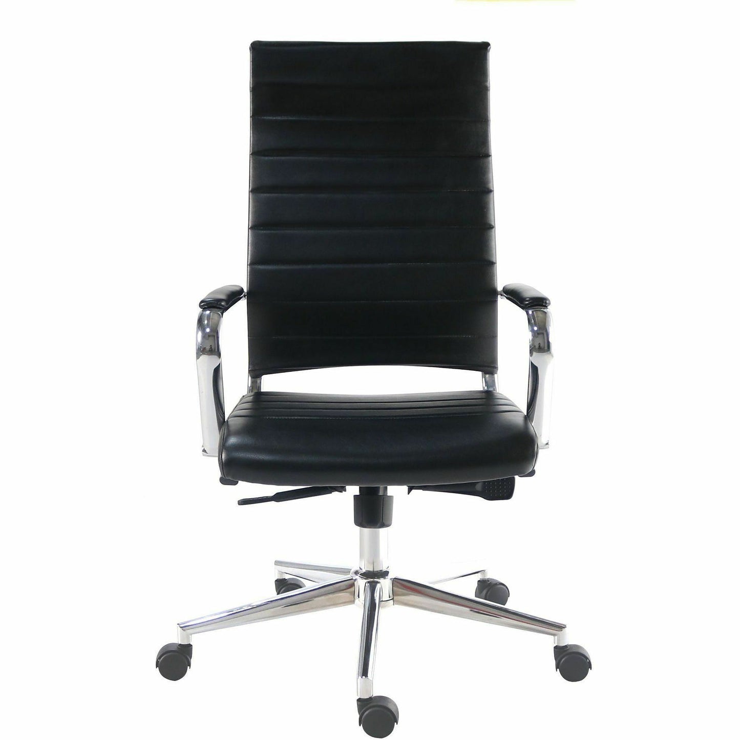 Lorell Tempo Modern Leather High-Back Executive Chair, Black (LLR63220)