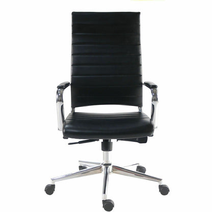Lorell Tempo Modern Leather High-Back Executive Chair, Black (LLR63220)