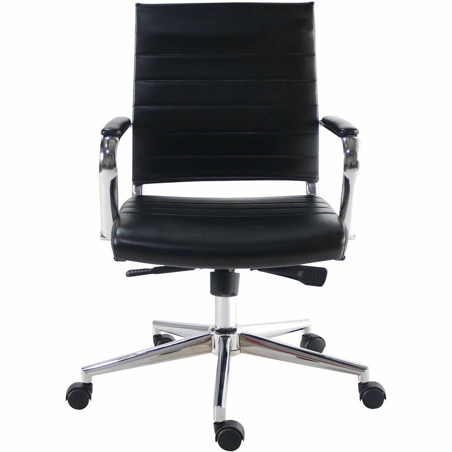 Lorell Tempo Modern Leather Mid-Back Manager Chair, Black (LLR63221)