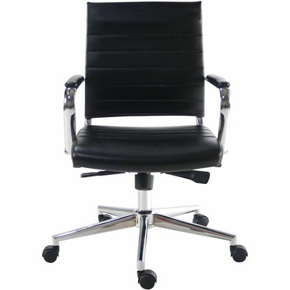 Lorell Tempo Modern Leather Mid-Back Manager Chair, Black (LLR63221)