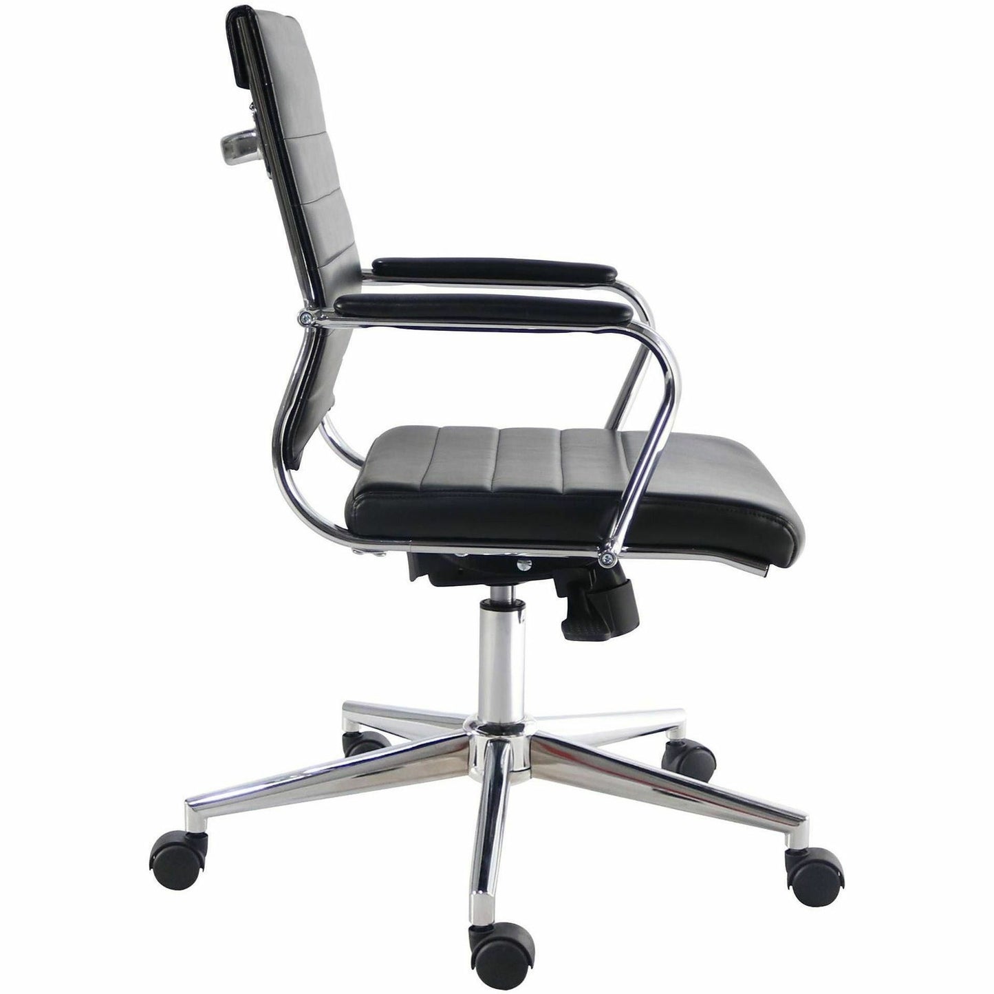 Lorell Tempo Modern Leather Mid-Back Manager Chair, Black (LLR63221)