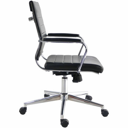 Lorell Tempo Modern Leather Mid-Back Manager Chair, Black (LLR63221)