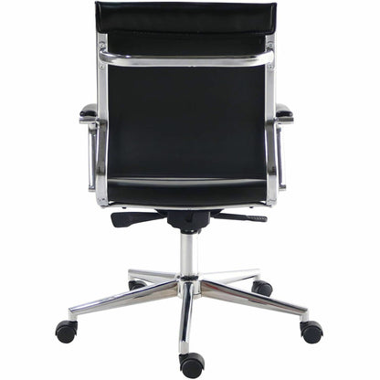 Lorell Tempo Modern Leather Mid-Back Manager Chair, Black (LLR63221)