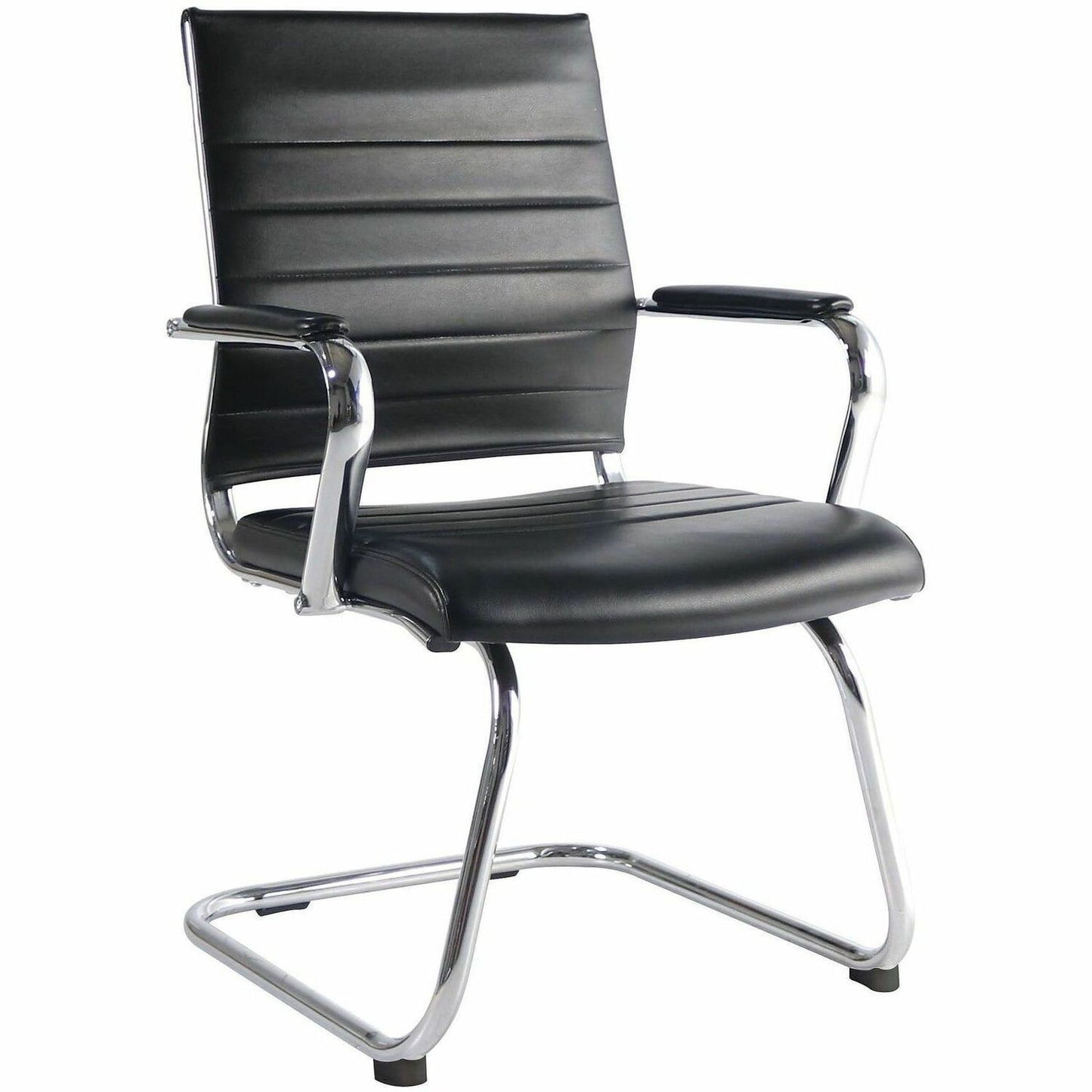 Lorell Tempo Modern Leather Guest Chair, Black (LLR63222)