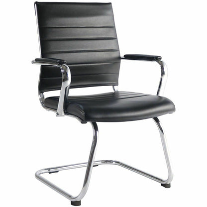 Lorell Tempo Modern Leather Guest Chair, Black (LLR63222)