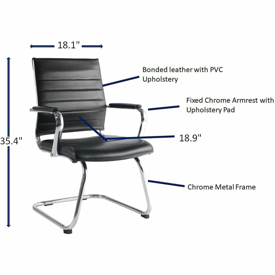 Lorell Tempo Modern Leather Guest Chair, Black (LLR63222)