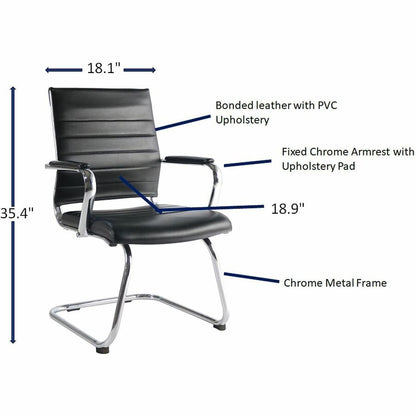 Lorell Tempo Modern Leather Guest Chair, Black (LLR63222)