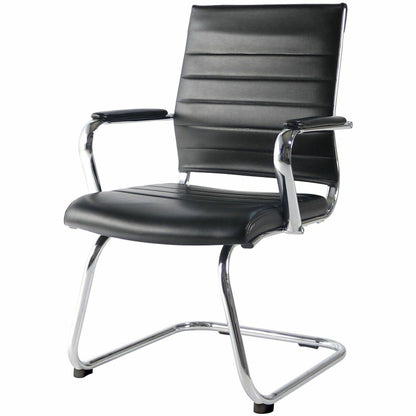 Lorell Tempo Modern Leather Guest Chair, Black (LLR63222)