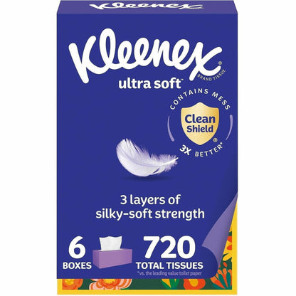 Kleenex Ultra Soft Tissues, 3 Ply, White, 6/Pack (KCC54317)