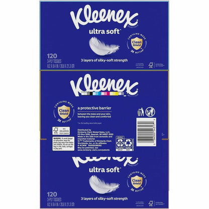 Kleenex Ultra Soft Tissues, 3 Ply, White, 6/Pack (KCC54317)