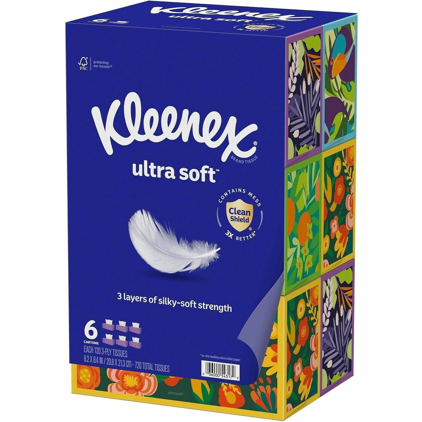Kleenex Ultra Soft Tissues, 3 Ply, White, 6/Pack (KCC54317)