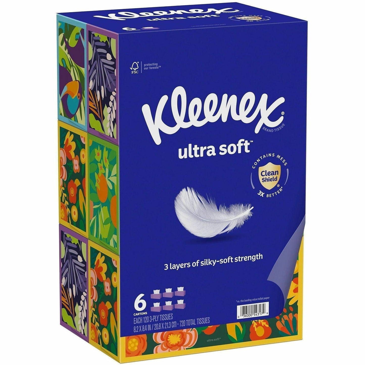 Kleenex Ultra Soft Tissues, 3 Ply, White, 6/Pack (KCC54317)