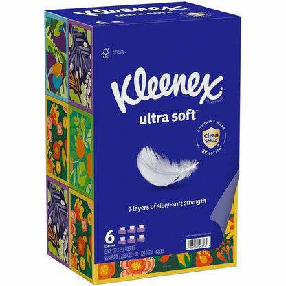 Kleenex Ultra Soft Tissues, 3 Ply, White, 6/Pack (KCC54317)