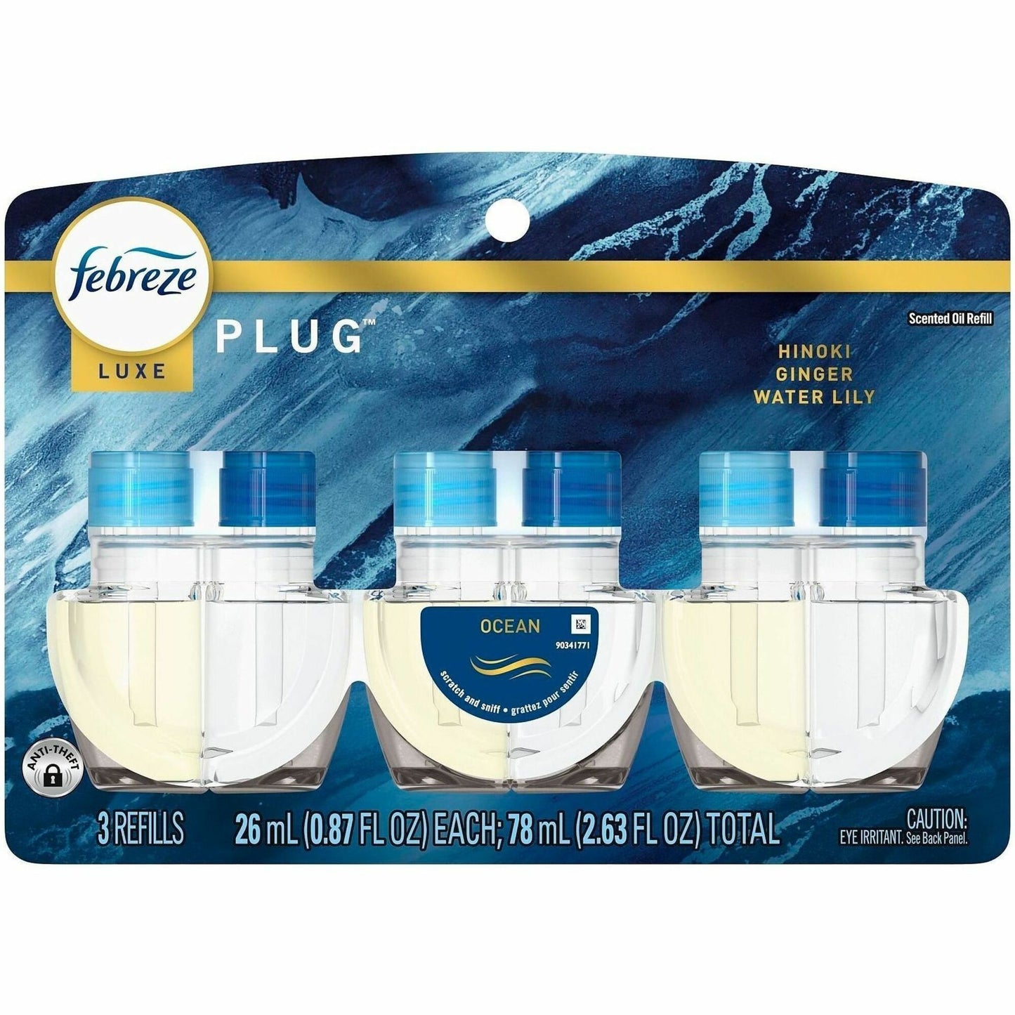 Febreze FadeDefy PLUG Air Freshener, 2.63 oz, Ocean, 50 Day, Odor Neutralizer, 3/Pack (PGC13835)