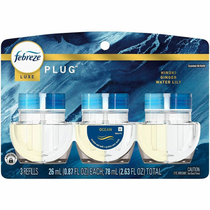 Febreze FadeDefy PLUG Air Freshener, 2.63 oz, Ocean, 50 Day, Odor Neutralizer, 3/Pack (PGC13835)