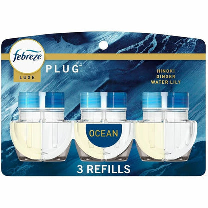 Febreze FadeDefy PLUG Air Freshener, 2.63 oz, Ocean, 50 Day, Odor Neutralizer, 3/Pack (PGC13835)