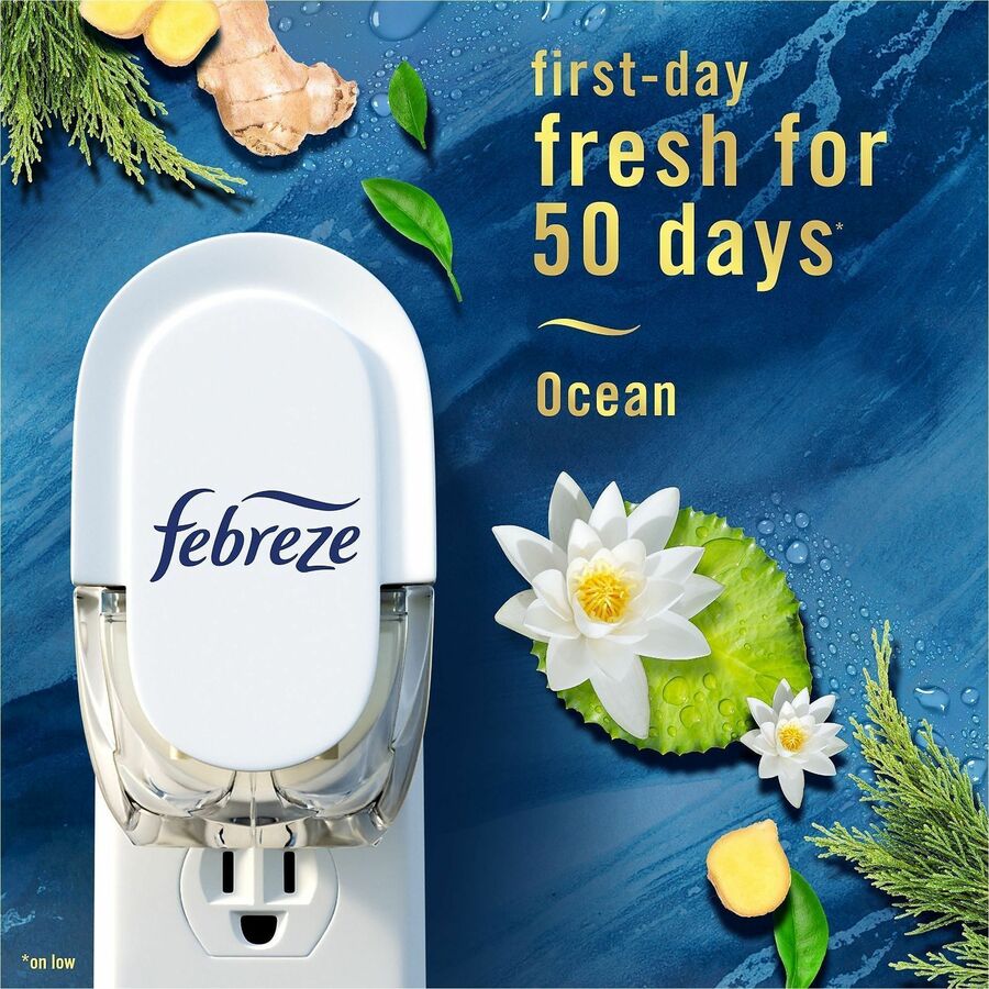 Febreze FadeDefy PLUG Air Freshener, 2.63 oz, Ocean, 50 Day, Odor Neutralizer, 3/Pack (PGC13835)