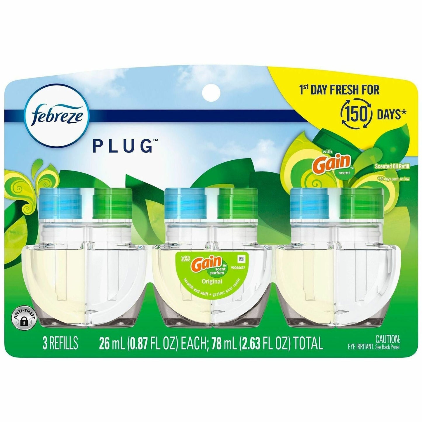 Febreze FadeDefy PLUG Air Freshener, 2.63 oz, Gain Original, 50 Day, Odor Neutralizer, 3/Pack (PGC13842PK)