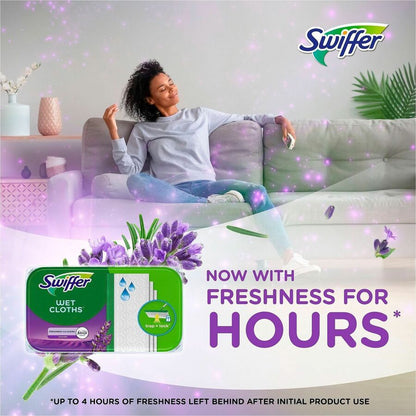 Swiffer Sweeper Wet Mop Cloths, Lavender Scent, 8" x 10", Textured, White, 3/Carton (PGC55311CT)