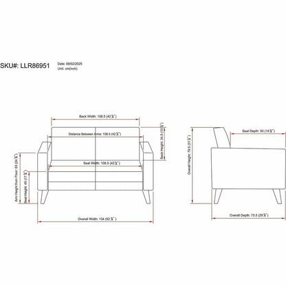 Lorell Clarke Series Loveseat with Antimicrobial Upholstery and Power, 53.2" x 29.8" x 31" Overall Dimension (LLR86951)