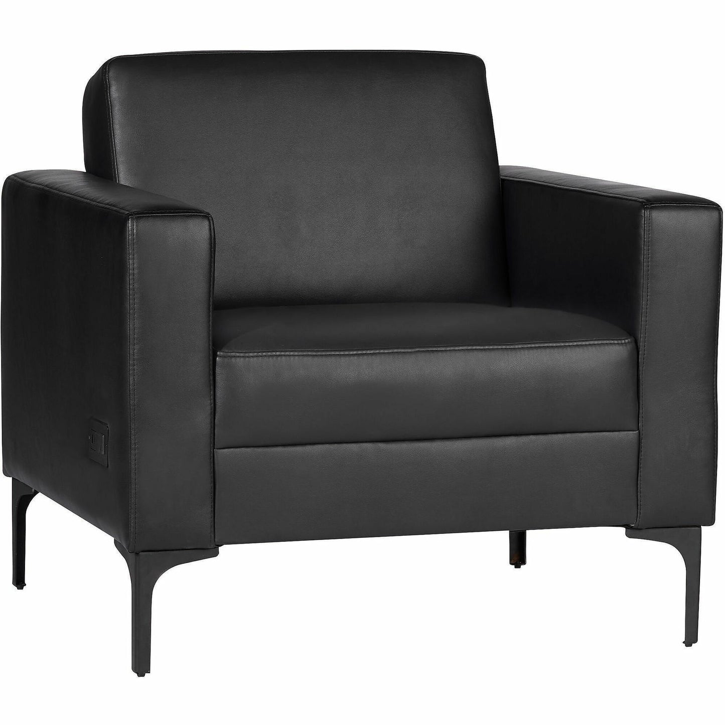 Lorell Clarke Series Club Chair with Antimicrobial Upholstery and Power, Black (LLR86952)