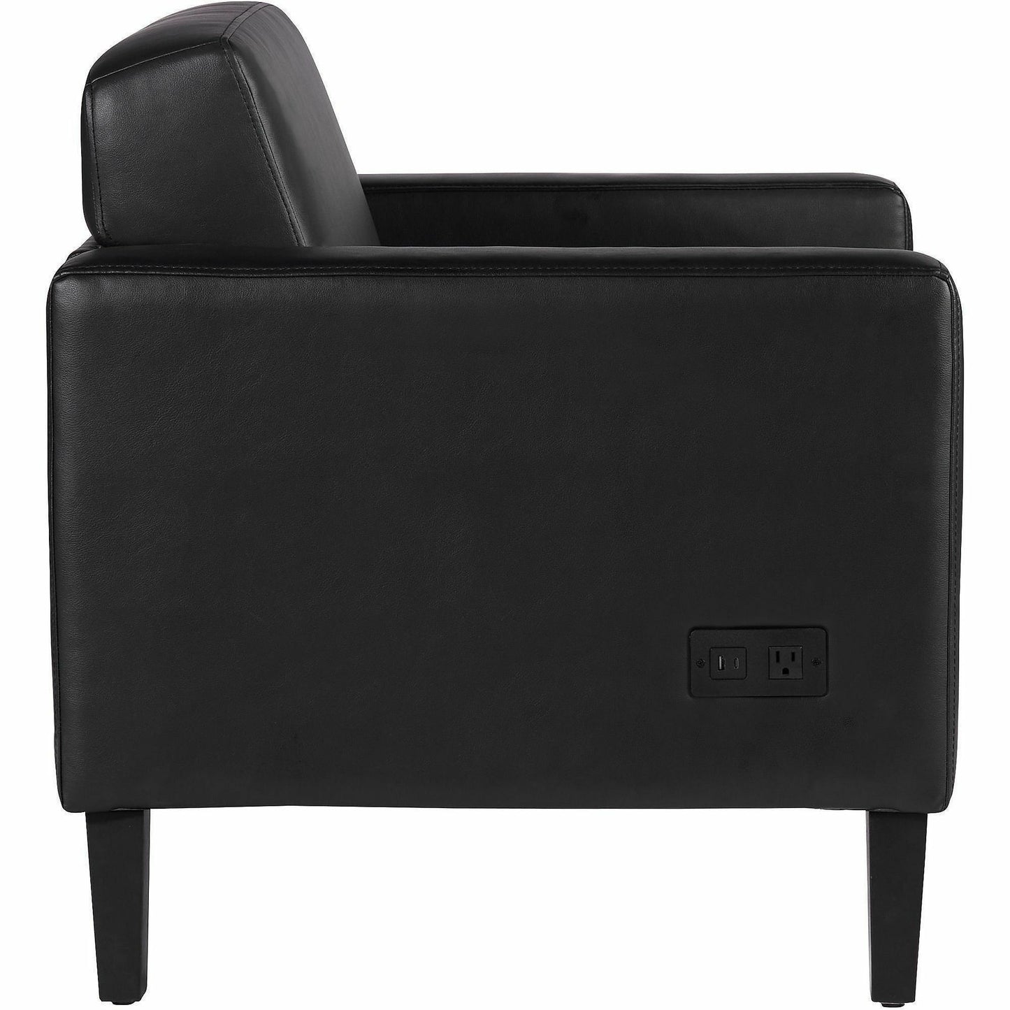 Lorell Clarke Series Club Chair with Antimicrobial Upholstery and Power, Black (LLR86952)