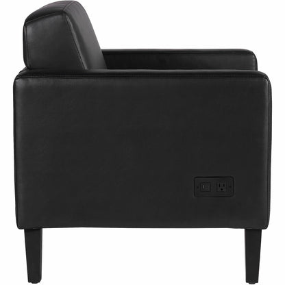 Lorell Clarke Series Club Chair with Antimicrobial Upholstery and Power, Black (LLR86952)