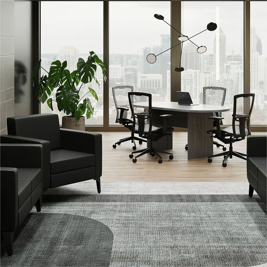 Lorell Clarke Series Club Chair with Antimicrobial Upholstery and Power, Black (LLR86952)