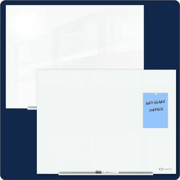 Quartet InvisaMount Anti-Glare Dry-Erase Board, 96" (8 ft) Width x 48" (4 ft) Height, White Glass Surface, Magnetic (QRTQ19648F03IMW)