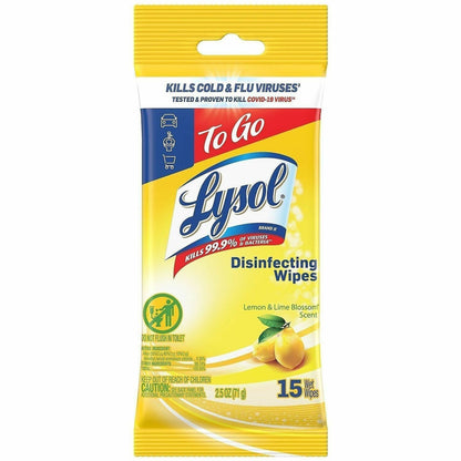 Lysol Disinfecting Wipes, Lemon, Lime Blossom Scent, 15/Pack (RAC99799PK)