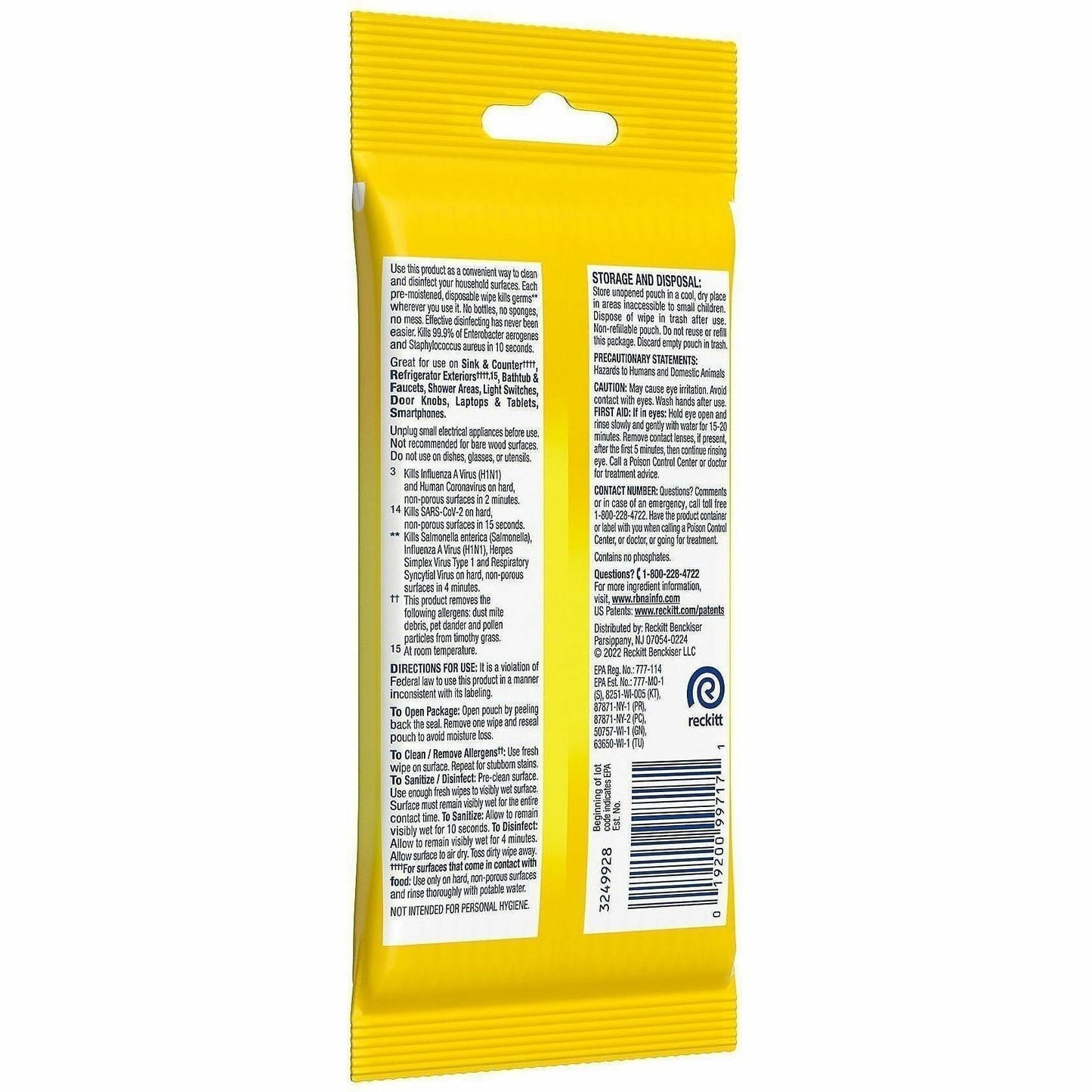 Lysol Disinfecting Wipes, Lemon, Lime Blossom Scent, 15/Pack (RAC99799PK)