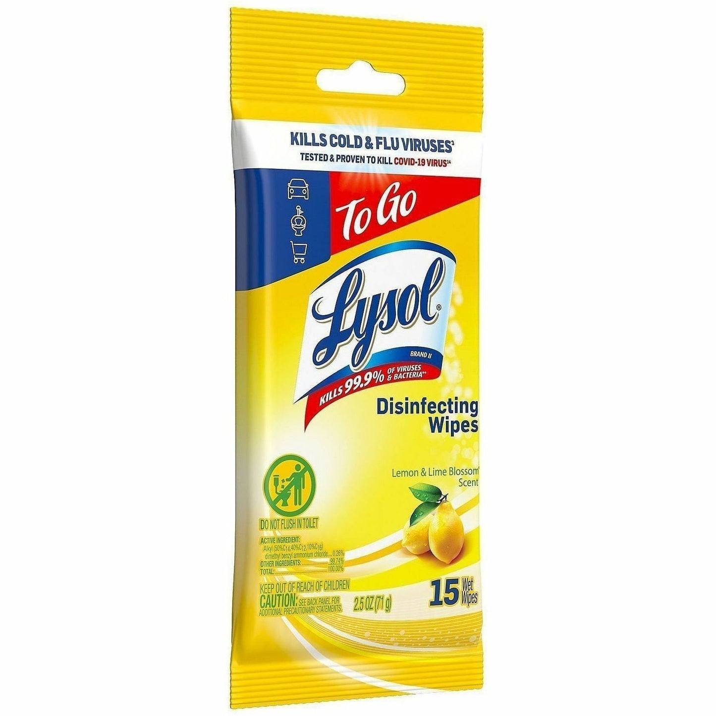 Lysol Disinfecting Wipes, Lemon, Lime Blossom Scent, 15/Pack (RAC99799PK)