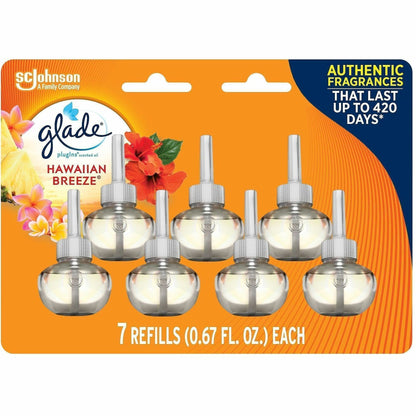 Glade PlugIns Scented Oil, 4.6 fl oz, Hawaiian Breeze, 7 Refills/Pack, 5/Carton (SJN350767CT)
