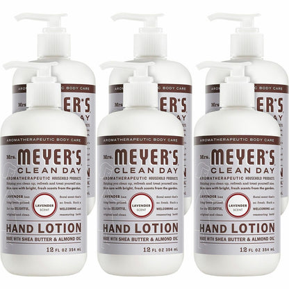 Mrs. Meyer's Clean Day Lavender Lotion, Lotion, 12 fl oz, Lavender, 6/Carton (SJN686640CT)