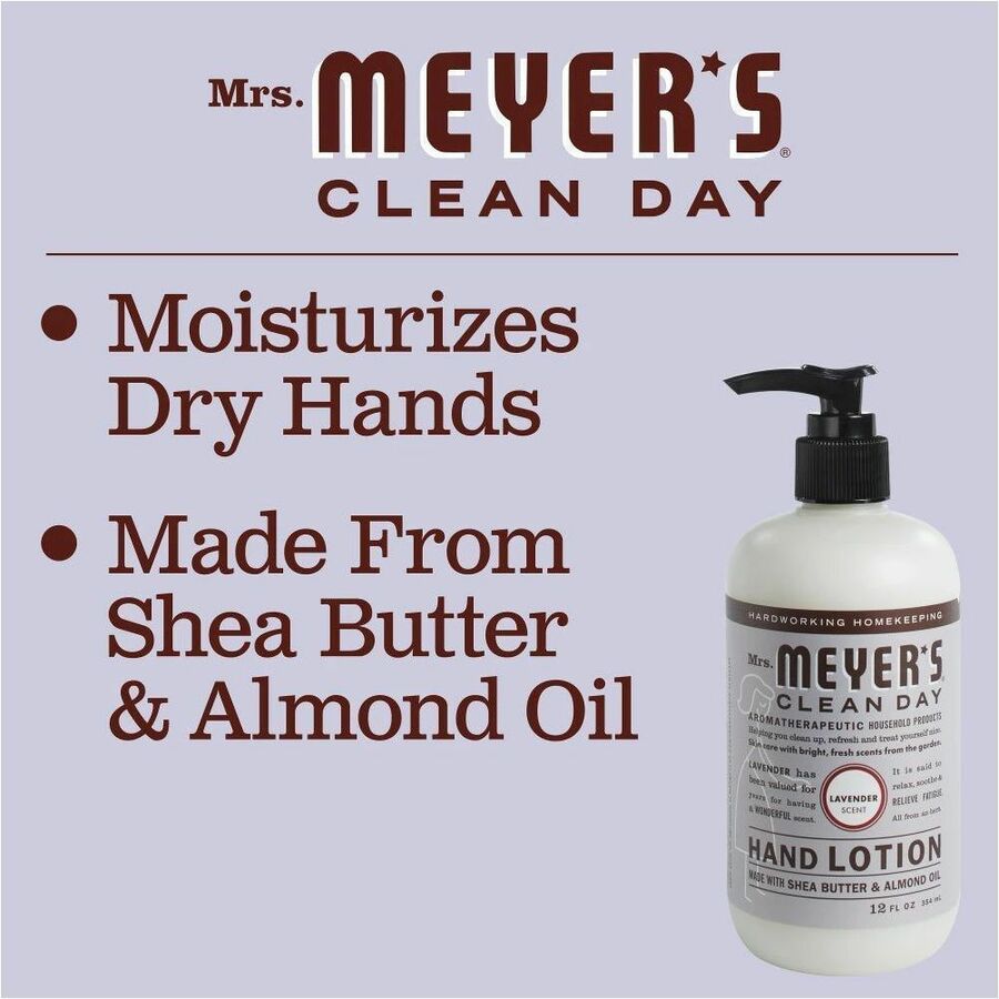 Mrs. Meyer's Clean Day Lavender Lotion, Lotion, 12 fl oz, Lavender, 6/Carton (SJN686640CT)