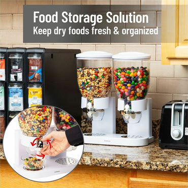 Mind Reader Double Cereal Dispenser, White, Food, Food Storage, Storing (EMSCEREALD2WHT)