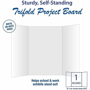 Geographics Royal Brites Tri-Fold Project Boards, 36" x 48", White, Kraft, 12/Carton (GEO27145)