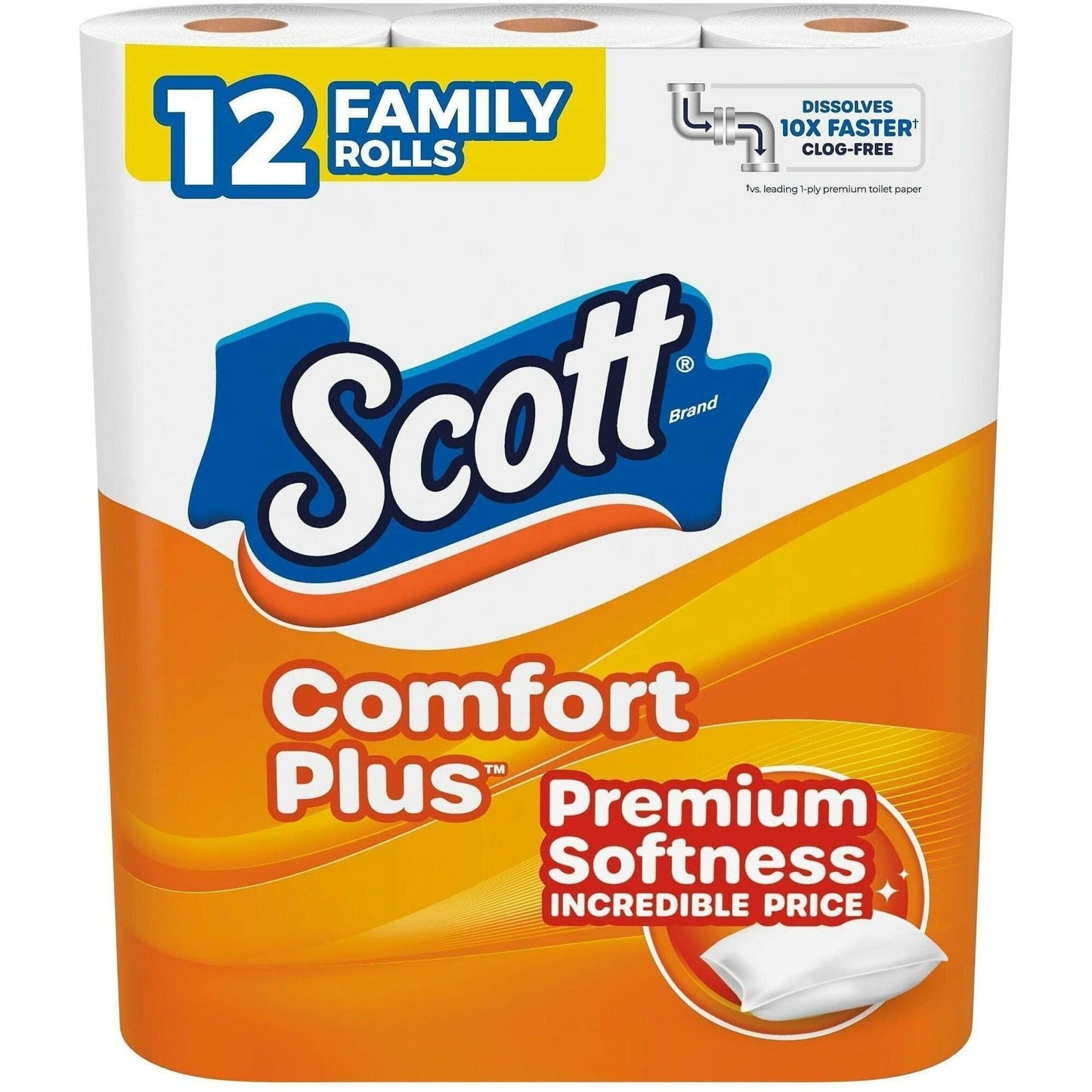 Scott ComfortPlus Toilet Paper, 1 Ply, 173 Sheets/Roll, White, Paper, Plush, 12/Pack (KCC55211)