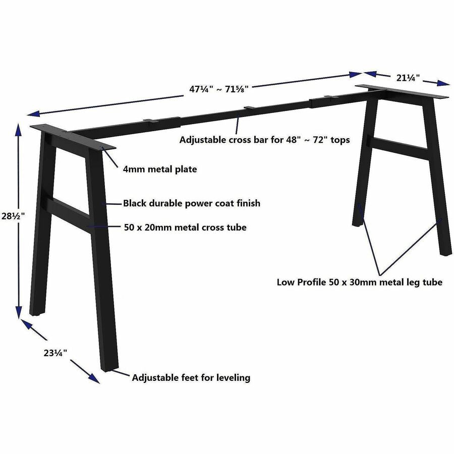Lorell Table Base, Powder Coated A-shaped, Black Base, 28.50" Height x 71.60" Width x 23.20" Depth (LLR16286)