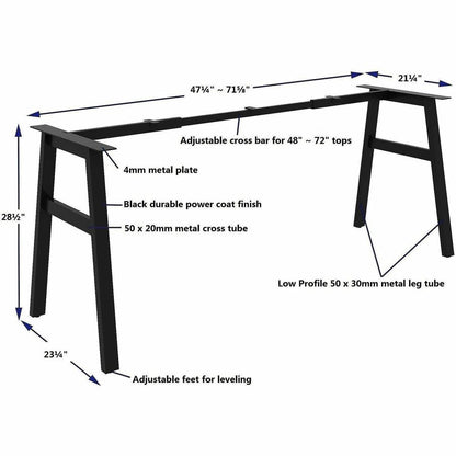 Lorell Table Base, Powder Coated A-shaped, Black Base, 28.50" Height x 71.60" Width x 23.20" Depth (LLR16286)