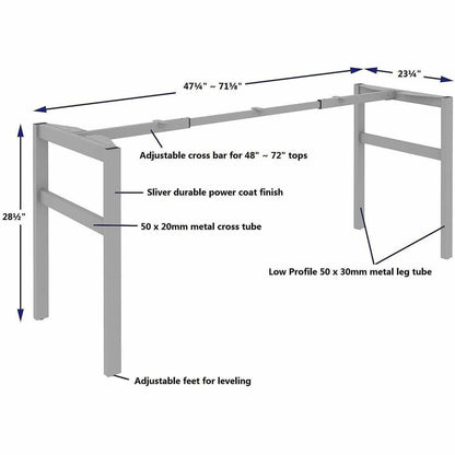 Lorell Table Base, Powder Coated H-shaped, Silver Base, 28.50" Height x 71.60" Width x 23.20" Depth (LLR16283)