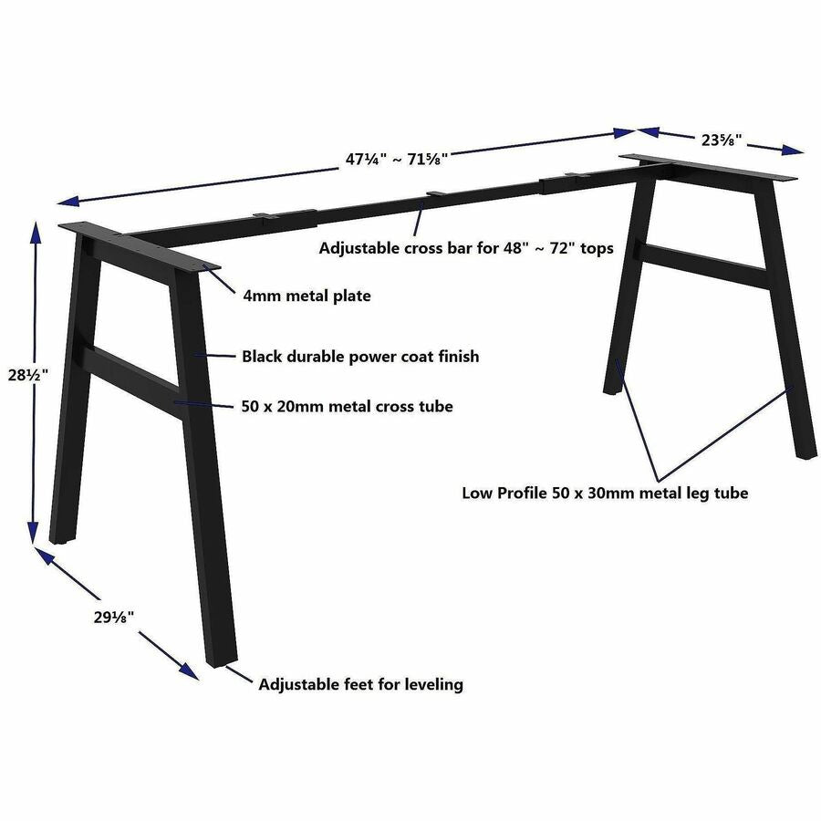 Lorell Table Base, Powder Coated A-shaped, Black Base, 28.50" Height x 71.60" Width x 29.10" Depth (LLR16287)