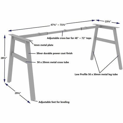 Lorell Table Base, Powder Coated A-shaped, Silver Base, 28.50" Height x 71.60" Width x 29.10" Depth (LLR16290)