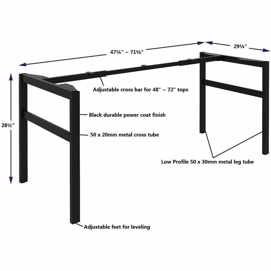 Lorell Table Base, Powder Coated H-shaped, Black Base, 28.50" Height x 71.60" Width x 29.10" Depth (LLR16281)