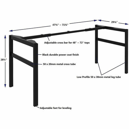 Lorell Table Base, Powder Coated H-shaped, Black Base, 28.50" Height x 71.60" Width x 29.10" Depth (LLR16281)