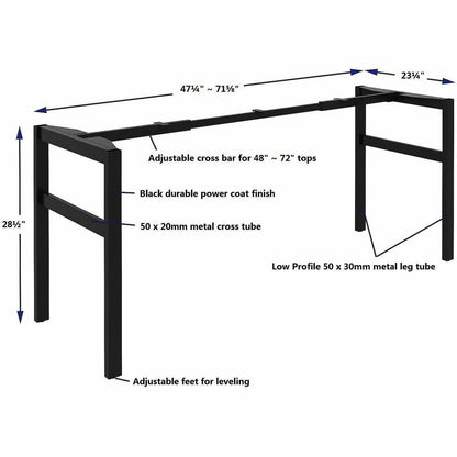 Lorell Table Base, Powder Coated H-shaped, Black Base, 28.50" Height x 71.60" Width x 23.20" Depth (LLR16280)
