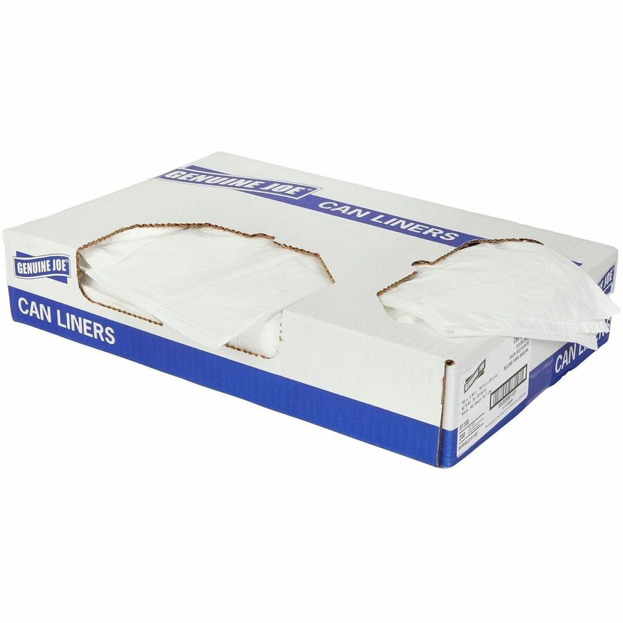 Genuine Joe Linear Low Density Can Liners, 30" Length x 36" Width x 0.75 mil (19 Micron), White, 200/Carton (GJO51100)