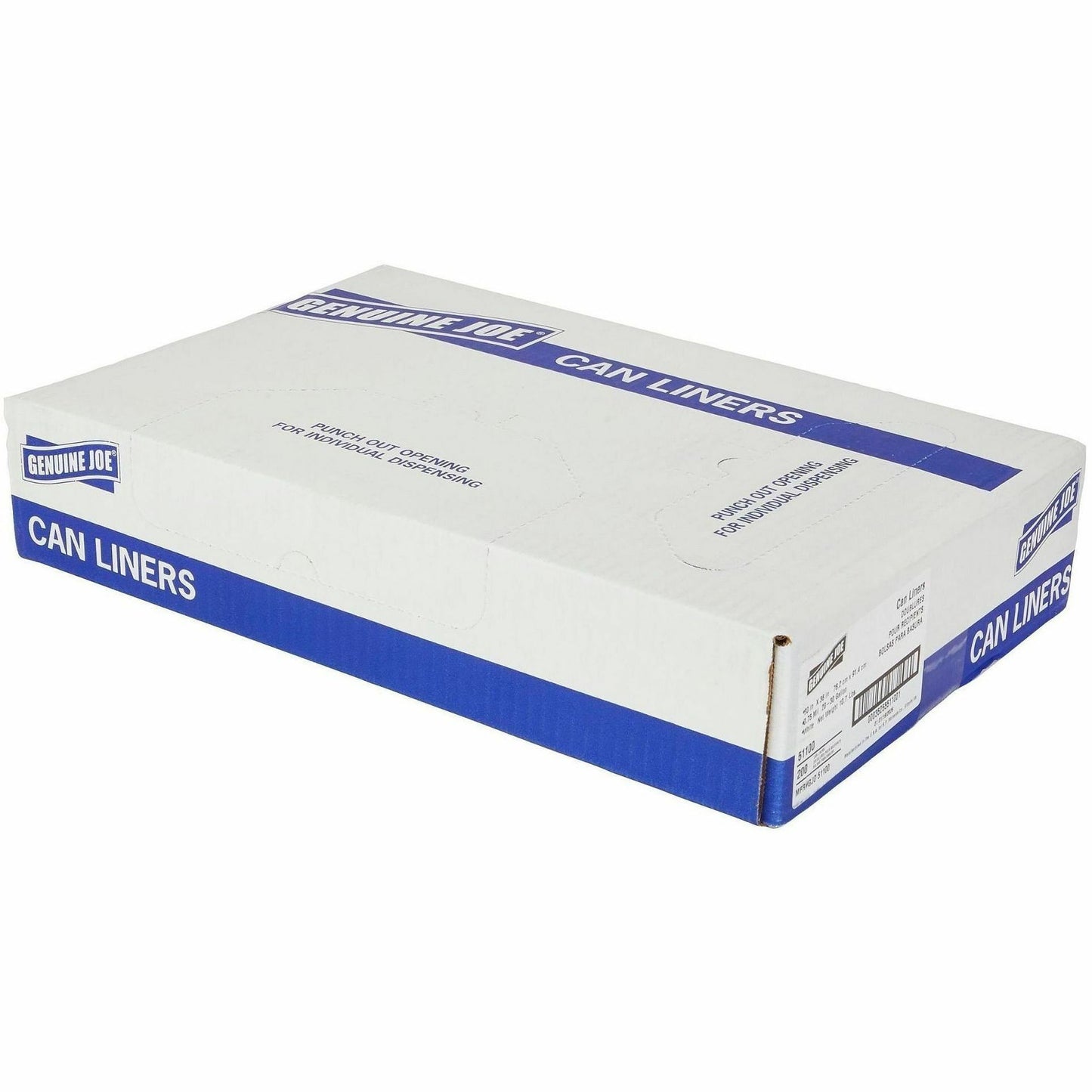 Genuine Joe Linear Low Density Can Liners, 30" Length x 36" Width x 0.75 mil (19 Micron), White, 200/Carton (GJO51100)
