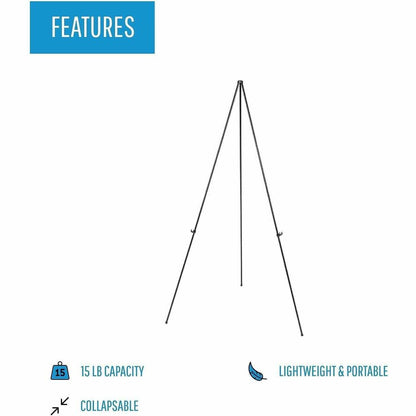 Lorell Presentation Easel, 20 lb Load Capacity, Aluminum, Steel, Metal, Black (LLR43027)